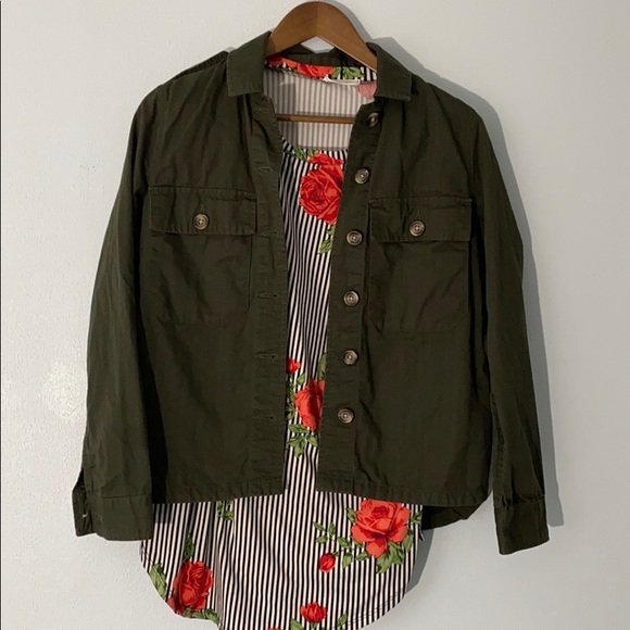 🦋 Forever 21 Military Green Jacket Sz Small - Picture 2 of 5